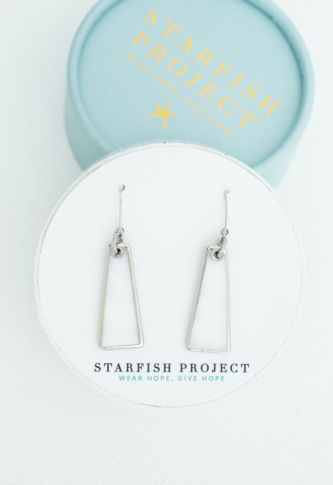 Pillar Mother of Pearl Earrings in Silver