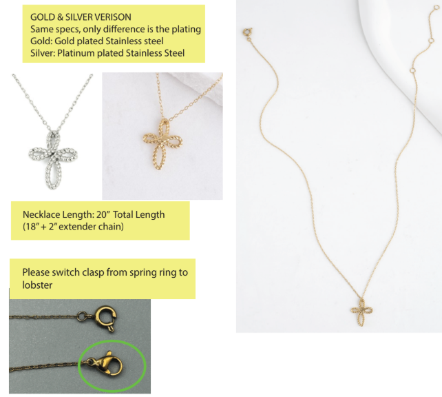 Grace Cross Necklace-Gold