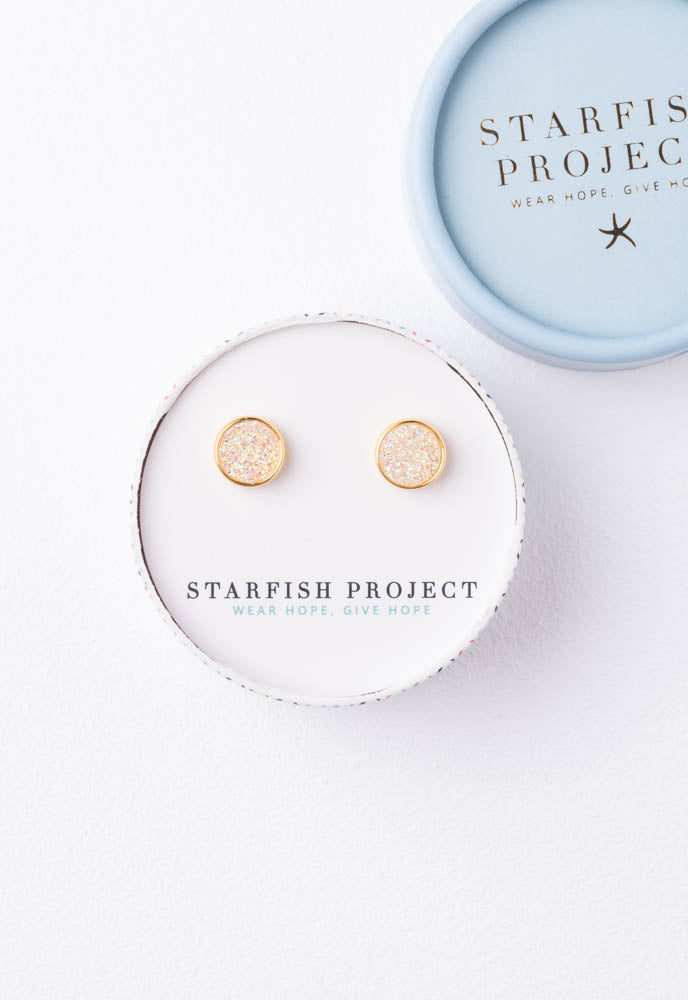 Brittany White Agate Stud Earrings