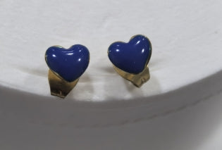 Royal Blue mini heart enamel studs