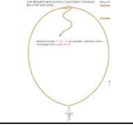 Biwa Cross on GOLD PLATED BOX CHAIN