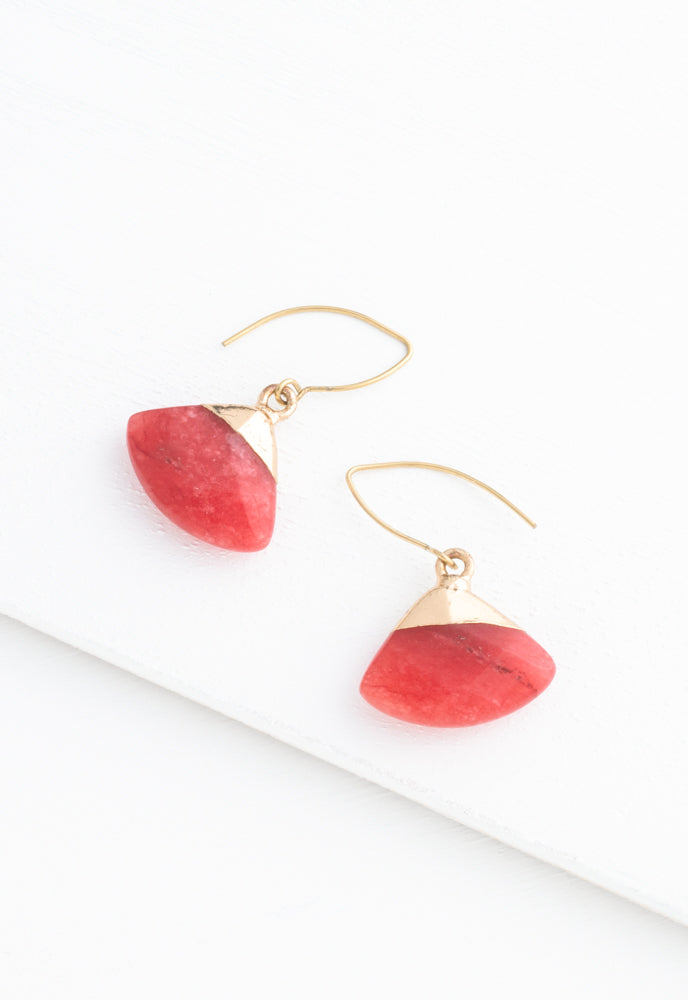 Fan Drop Earrings in Crimson