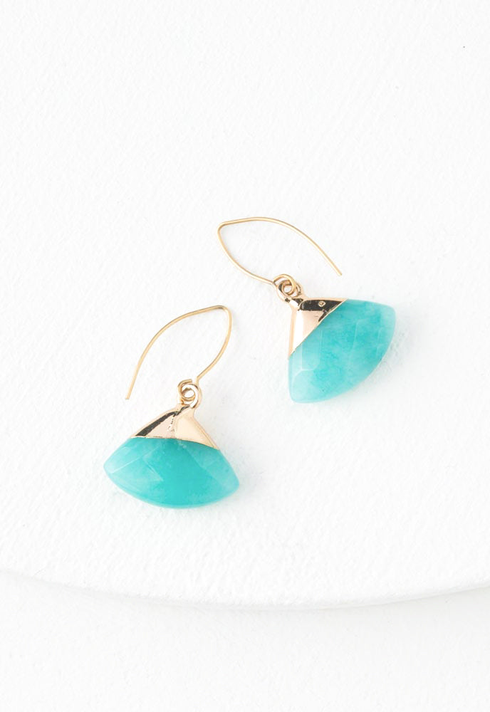 Fan Drop Earrings in Aqua