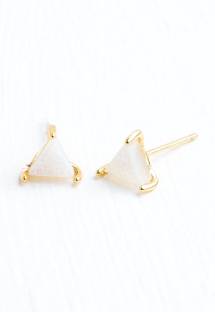 Ara White Druzy Studs in Gold