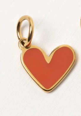 Enamel Heart Charm/burnt orange