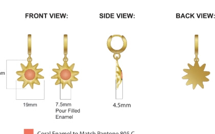 Enamel Sun Hoop Earrings