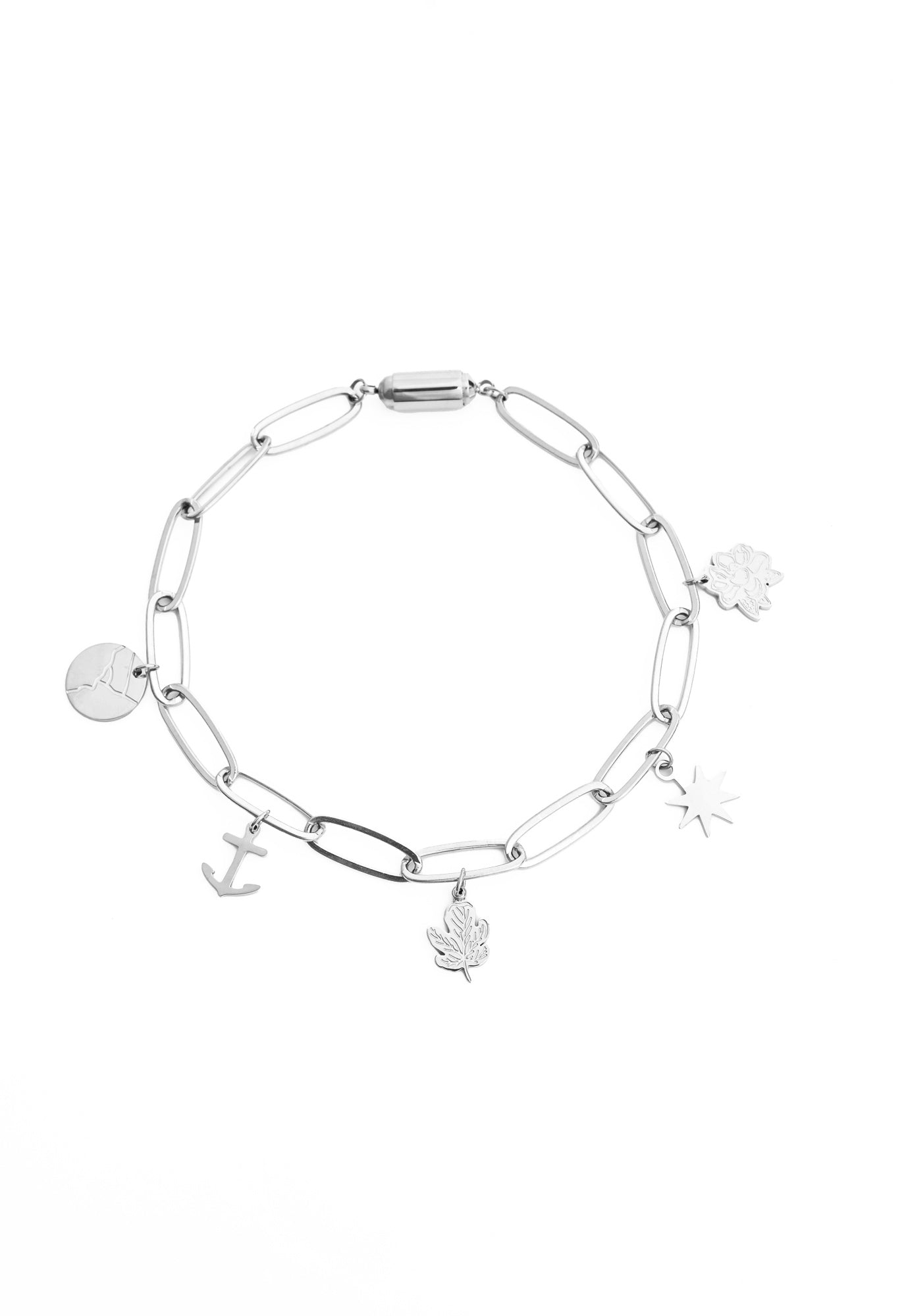 Magnet bracelet with charms set-Silver