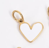 Enamel Heart Charm/White