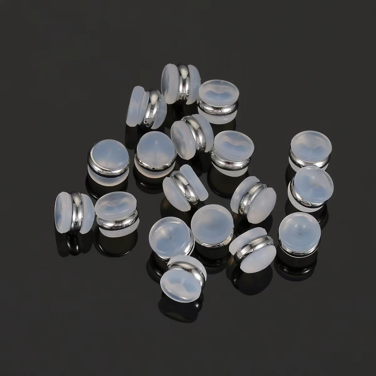 Silver hamburger shaped earring backs