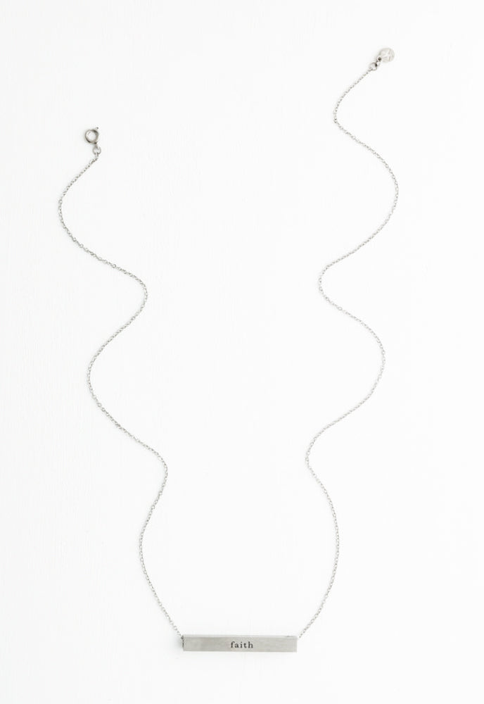 Faith Silver Bar Necklace