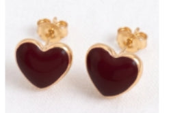 Mini Heart Enamel Studs - Maroon