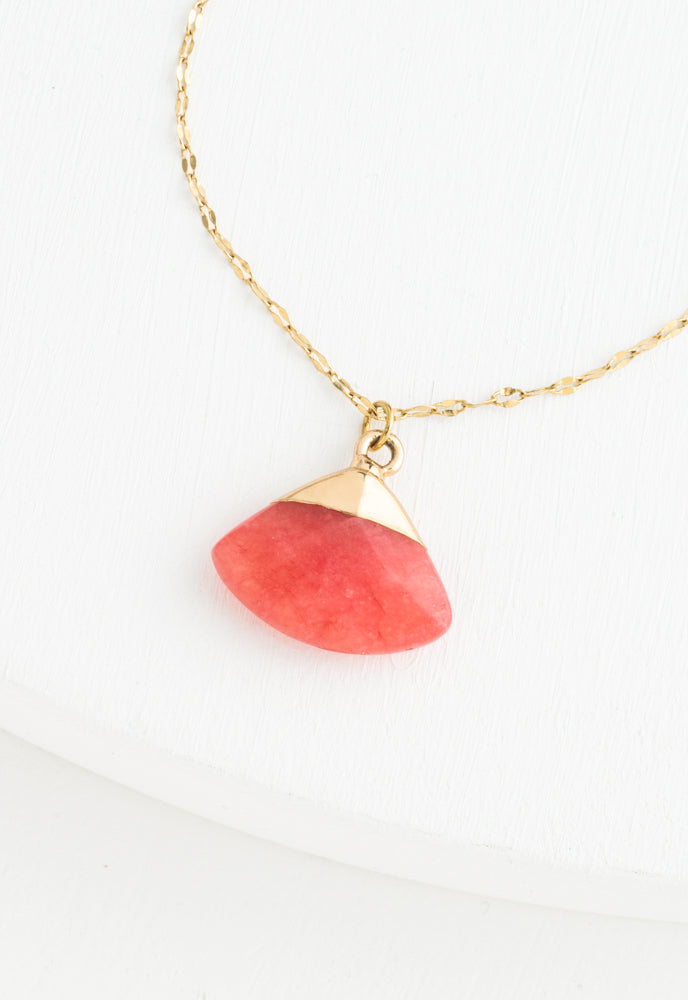 Fan Drop Necklace in Crimson
