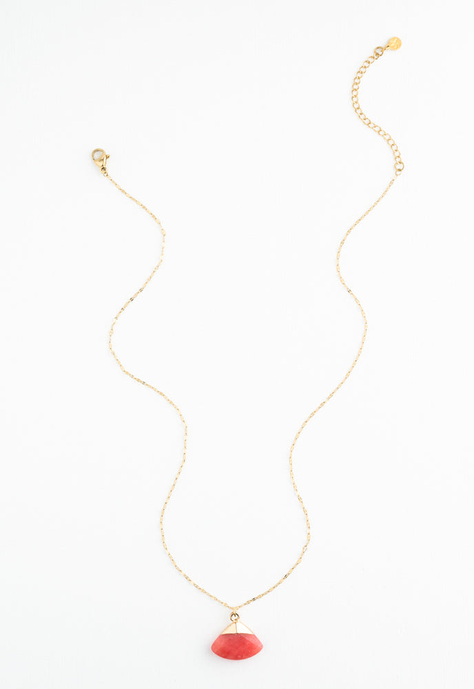 Fan Drop Necklace in Crimson