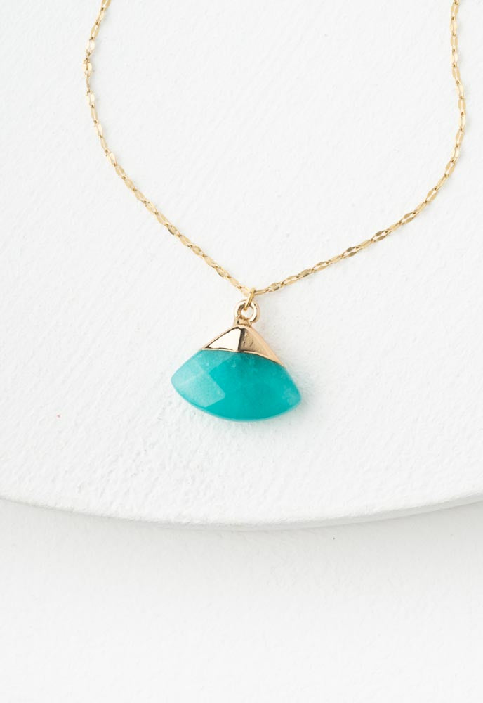 Fan Drop Necklace in Aqua