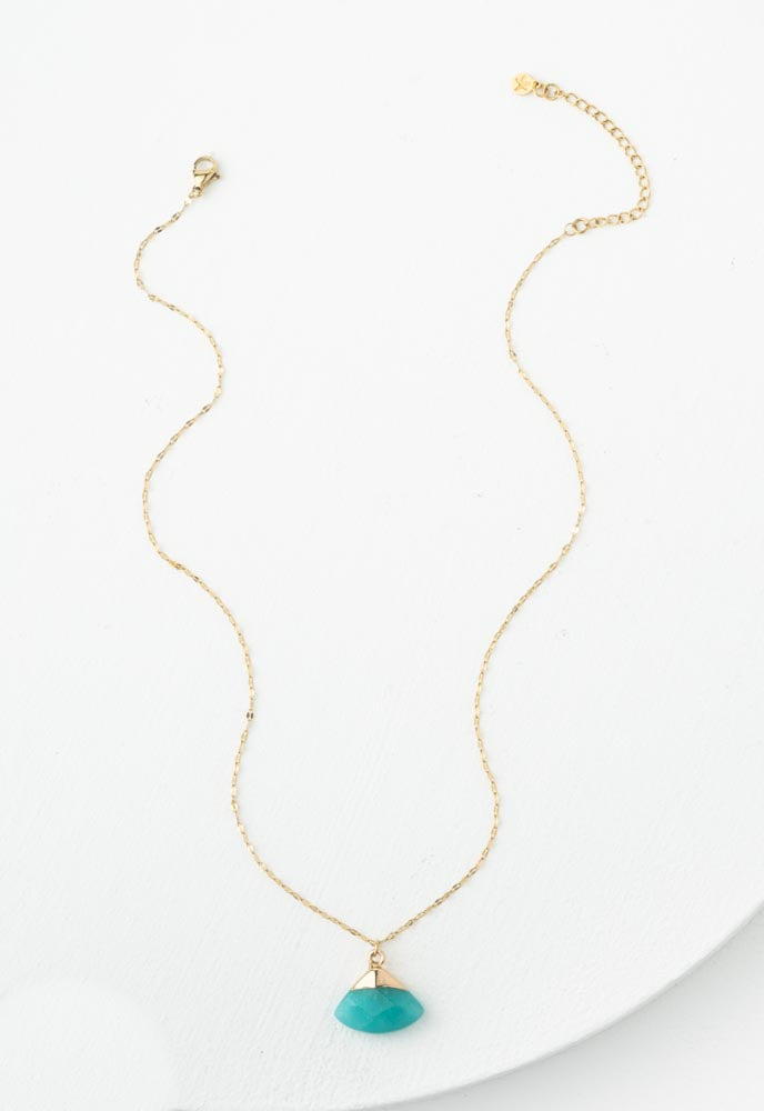 Fan Drop Necklace in Aqua