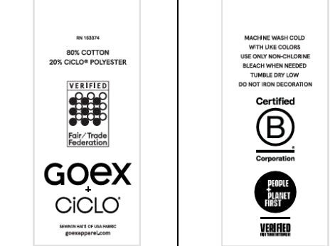 Care Labels- 80% COTTON 20% CICLO POLYESTER PREMIUM FLEECE