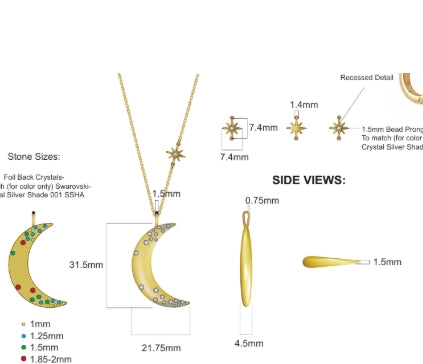Crescent Moon Pendant Necklace-A