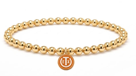 4mm Bead Bracelet with 0.5" burnt orange logo tag