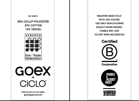Care Labels- 50% COTTON 50% CICLO POLYESTER HEATHERED FLEECE
