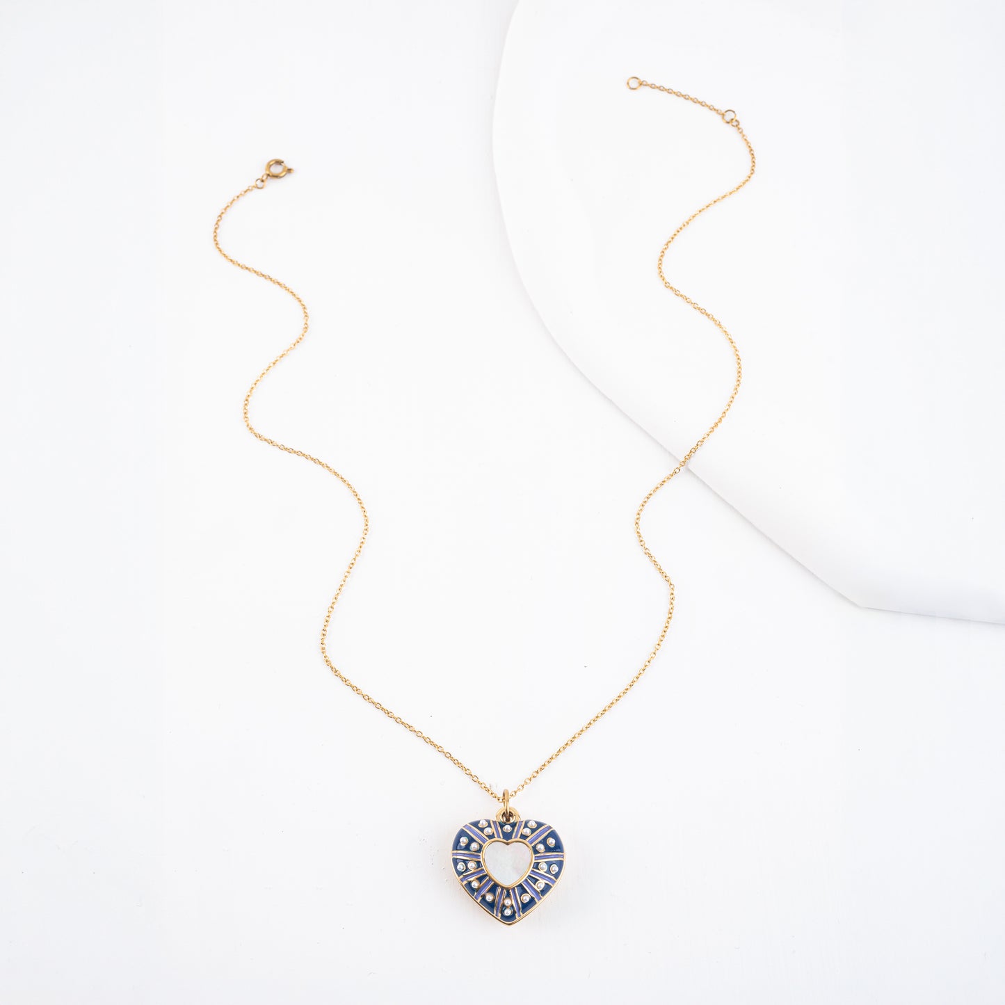 Enamel Locket Pendant Necklace-C