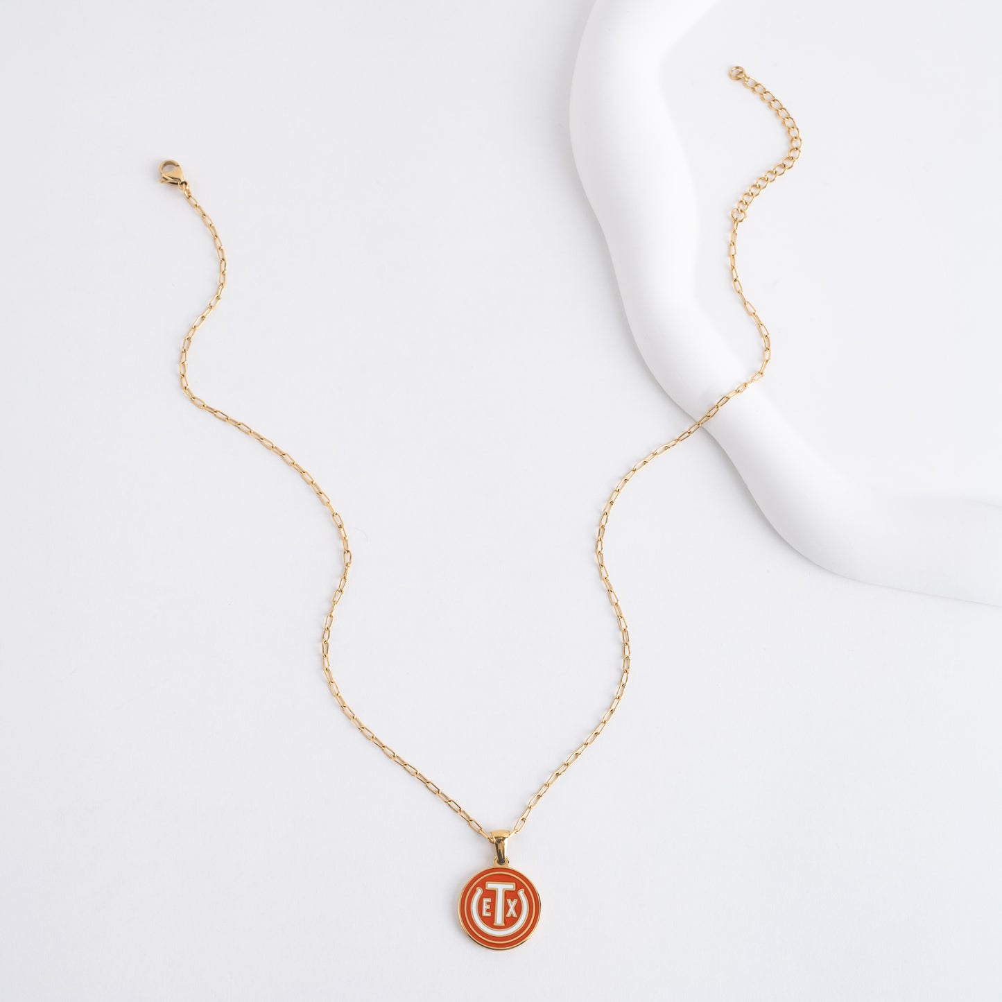 0.75" Orange Enamel Necklace