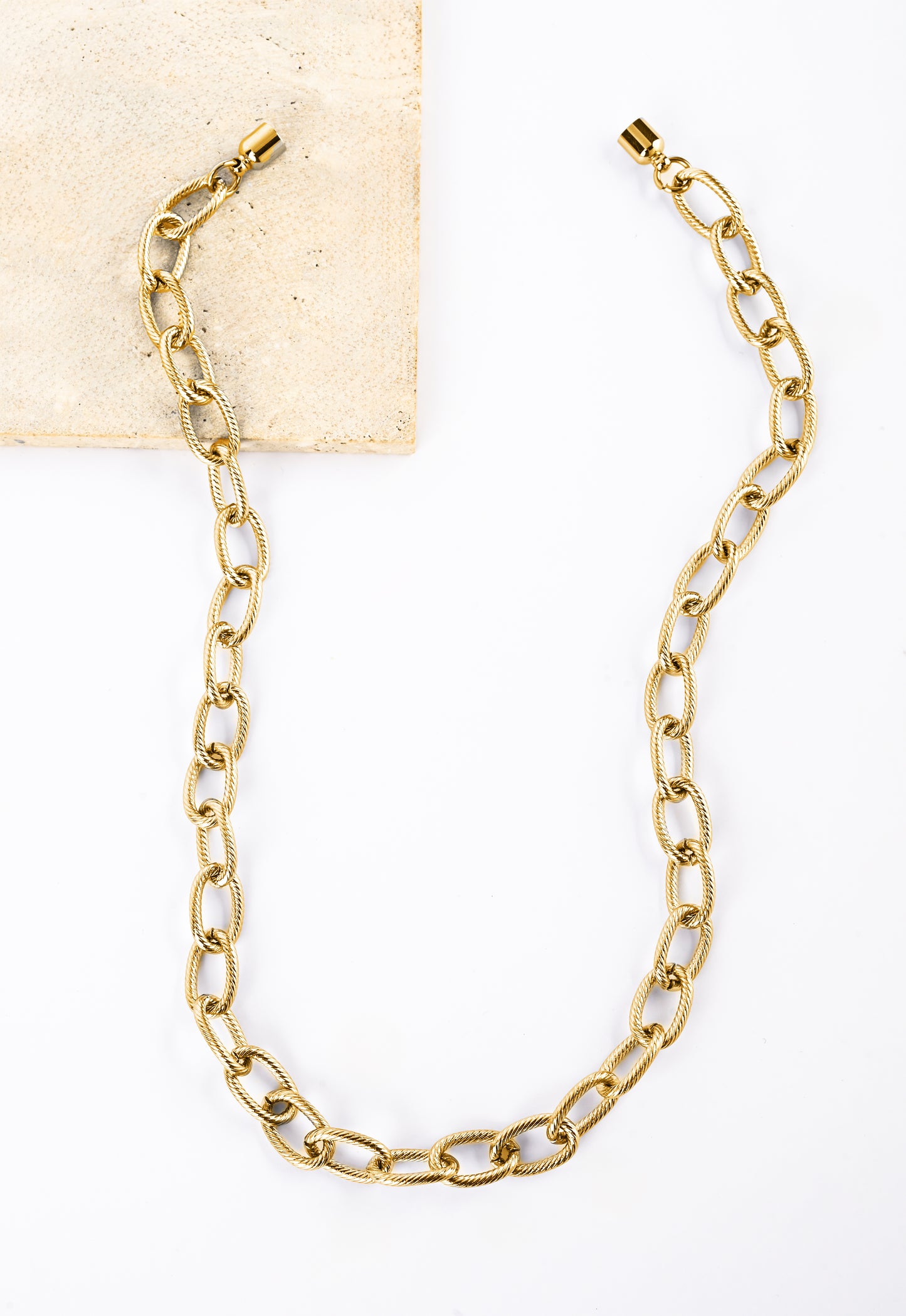 Larger textured chain Neckace - gold