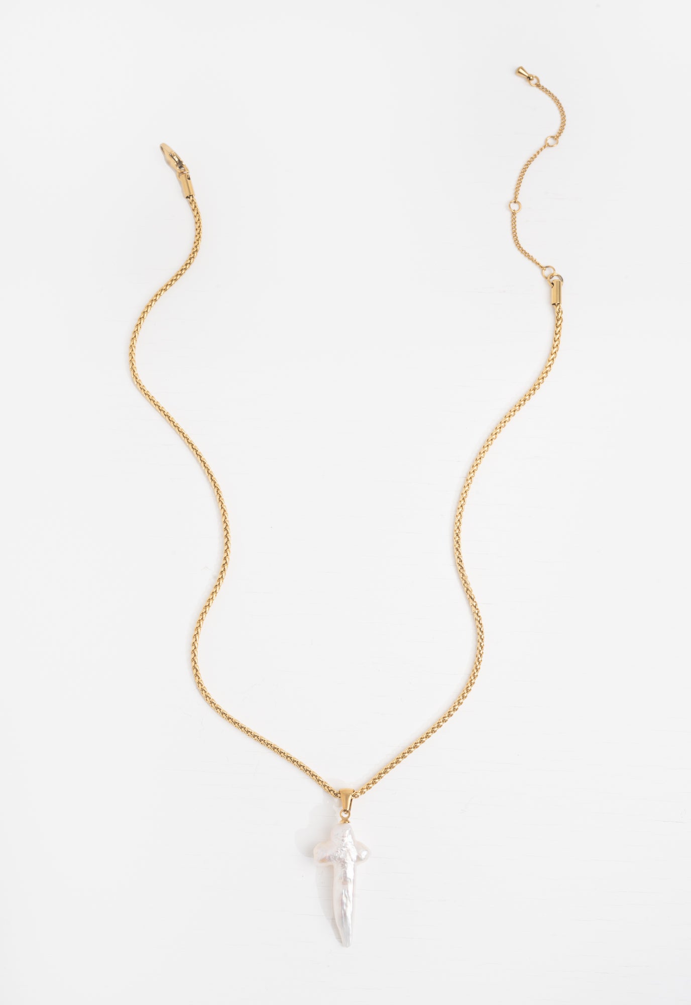 Biwa Cross on GOLD PLATED BOX CHAIN