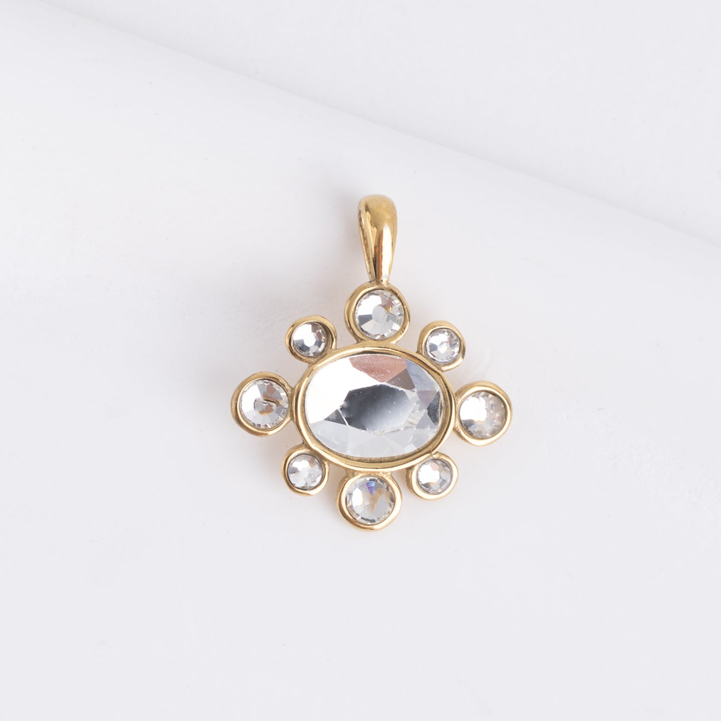 Glass Cabochon and Crystal Charm