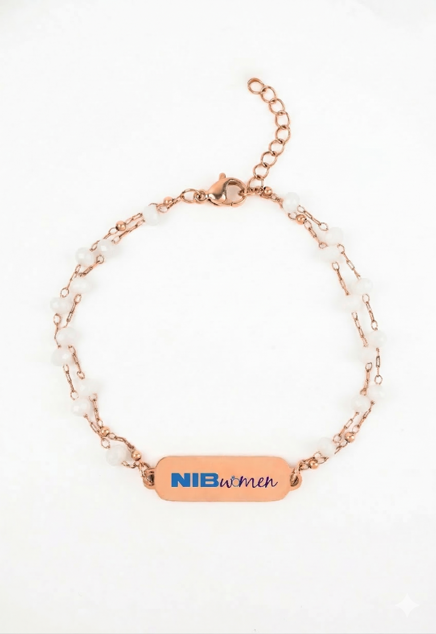 Rose gold bracelet with white beads