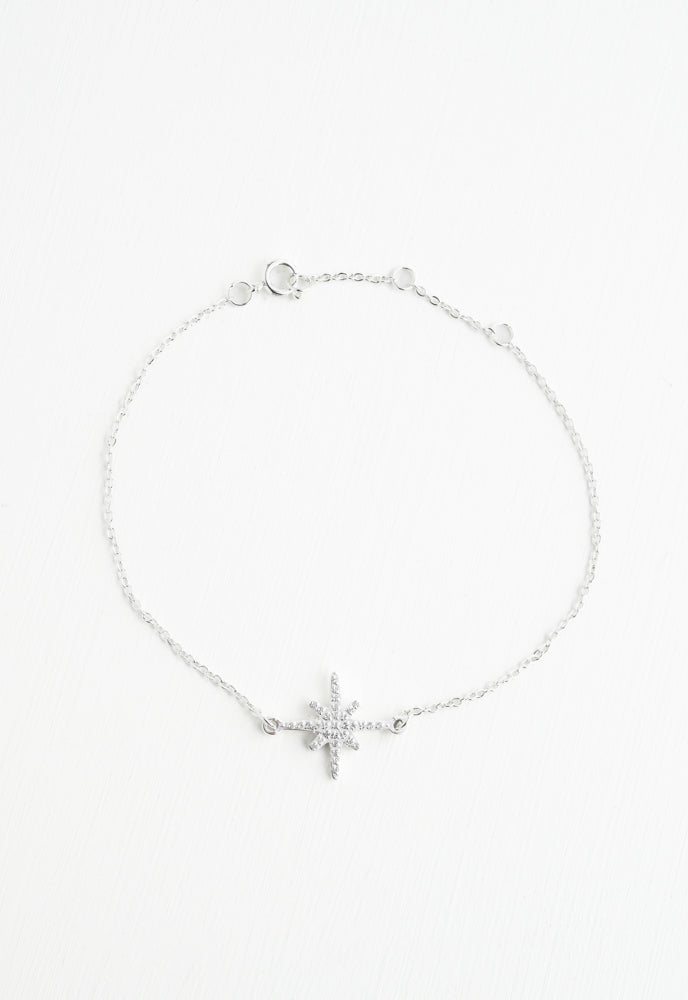 Polaris Pave Single, Silver-plated Bracelet