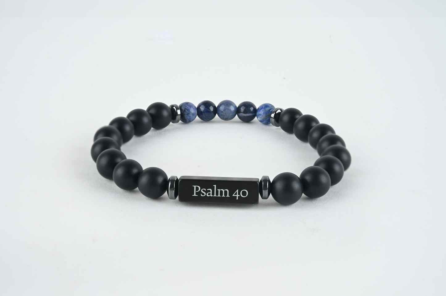 Twilight Blue and Black agate beads Bracelet– Elastic
