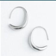 Crescent Moon Thread Drop Earrings- Silver