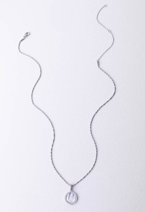 Mop pendant Necklace-steel