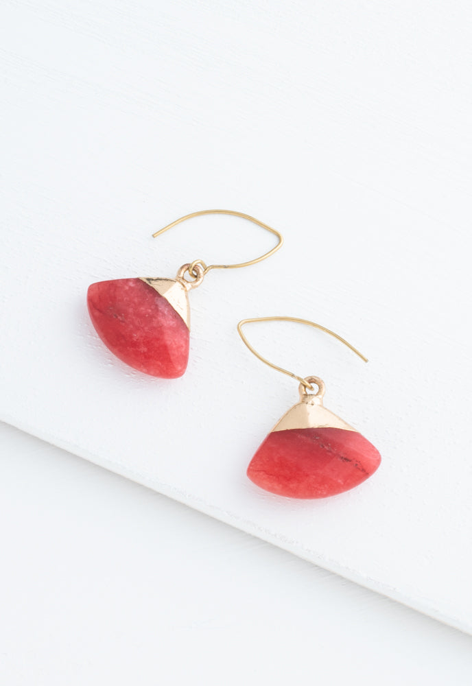 Fan Drop Earrings in Crimson