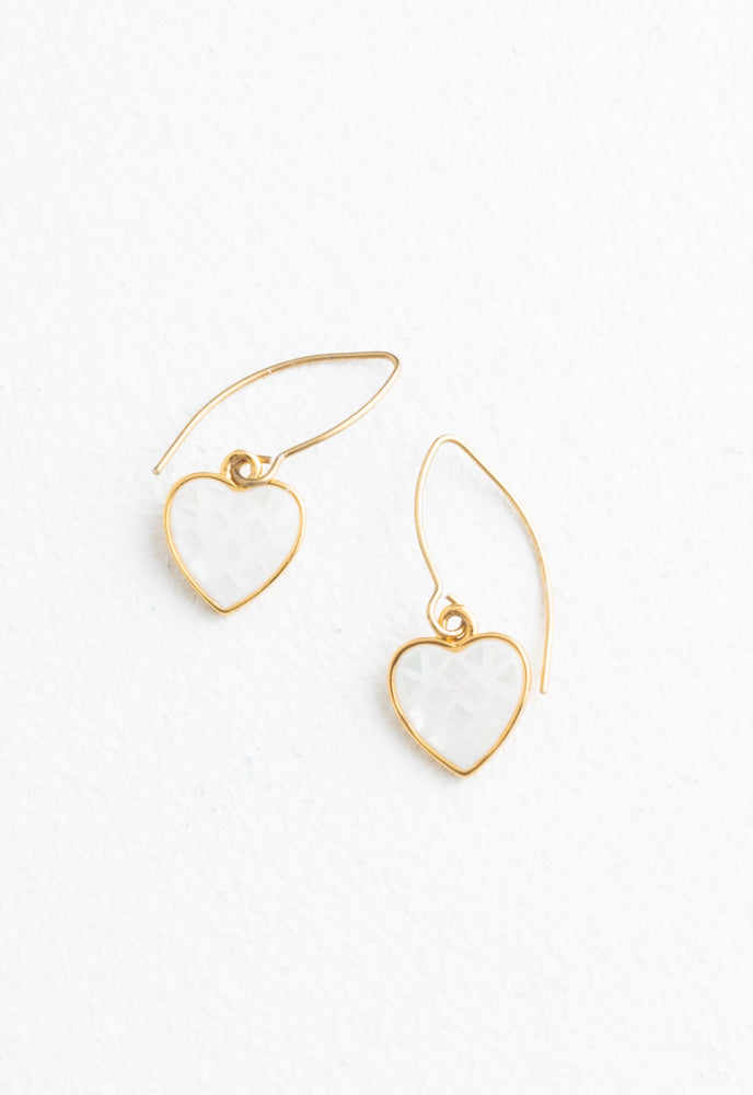 Azure Heart Earrings in Mother of Pearl