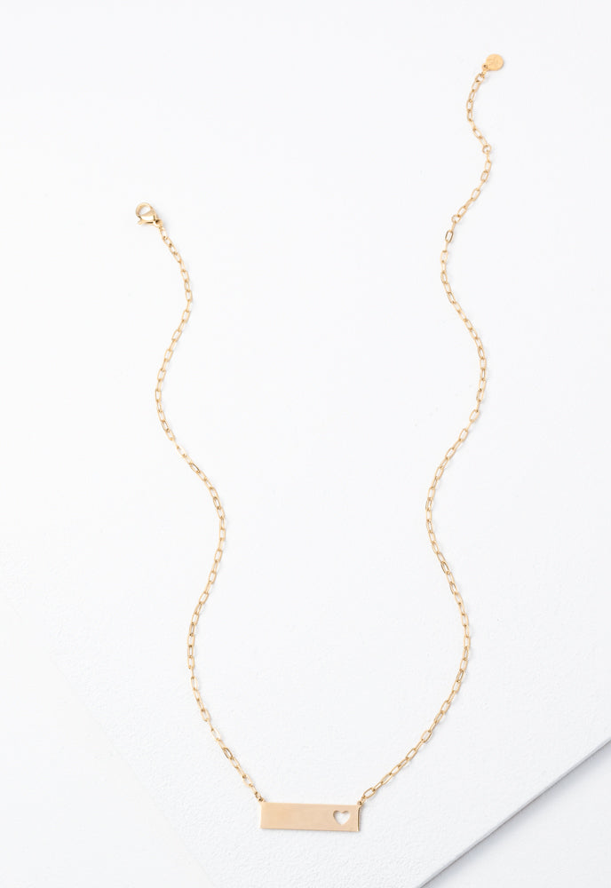 Compassionate Heart Gold Bar Necklace