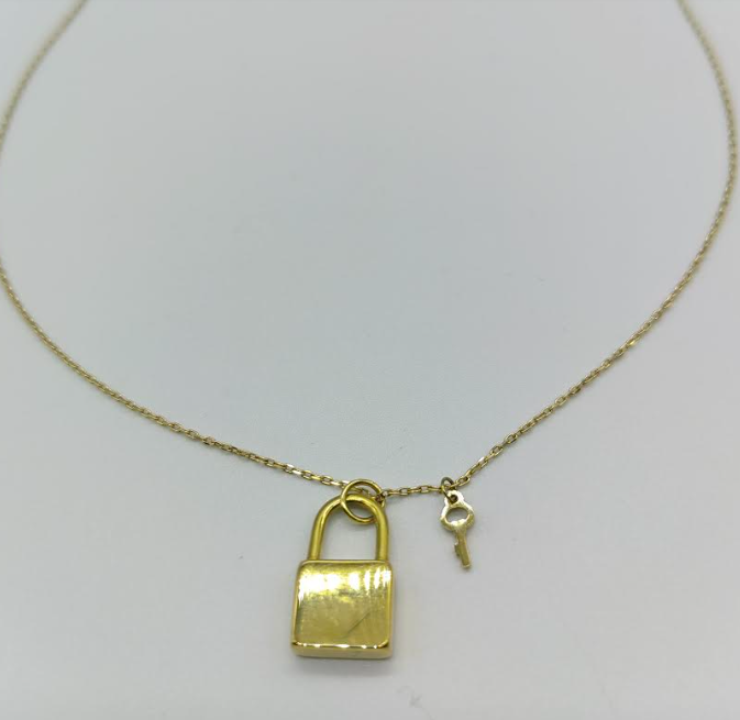 CSTMLCKGLD Lock and Key Necklace