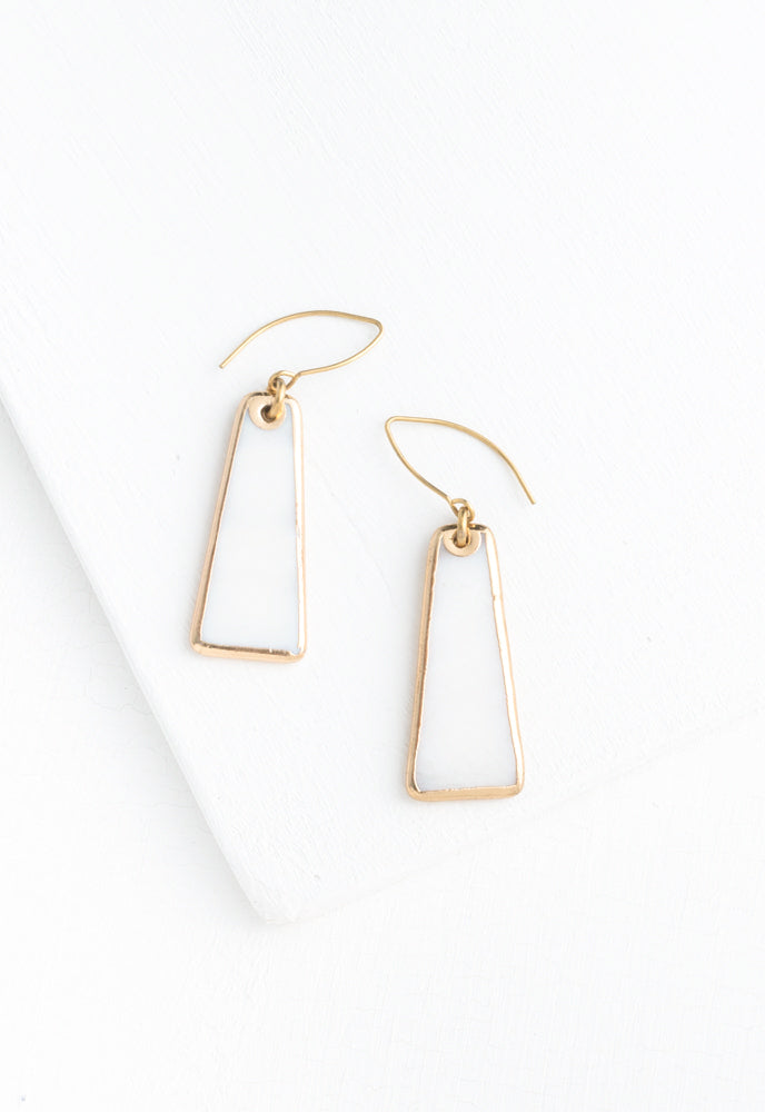 Pillar Mother of Pearl Earrings in Gold