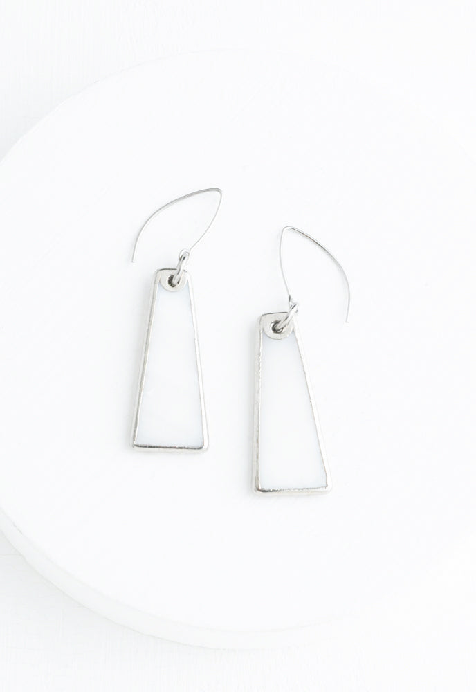 Pillar Mother of Pearl Earrings in Silver
