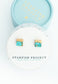 Lorena Square Turquoise Stud Earrings
