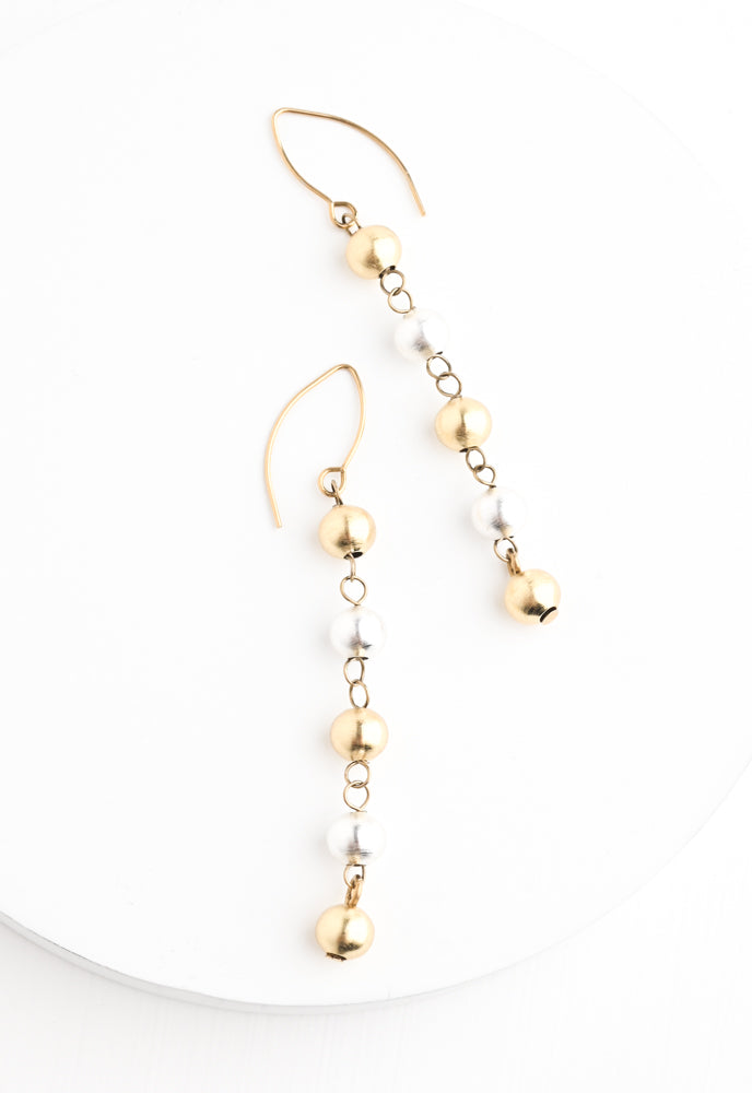 Fusion Two-Toned Beaded Drop Earrings -Mekhada