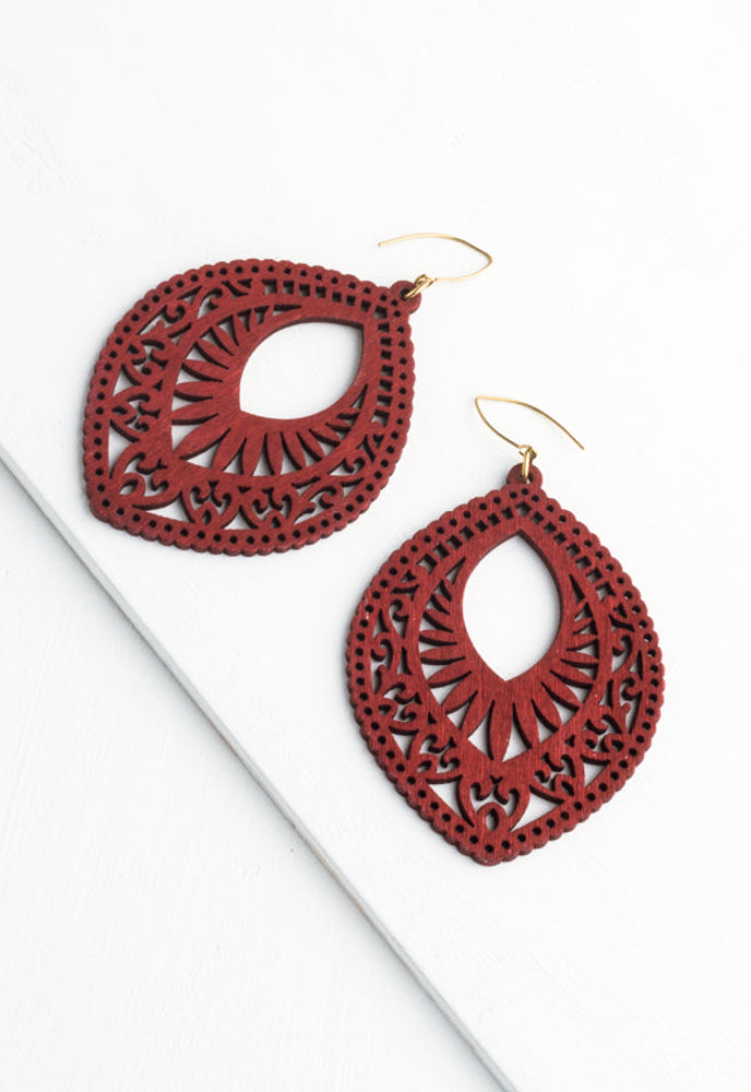 Crimson Wood Earrings