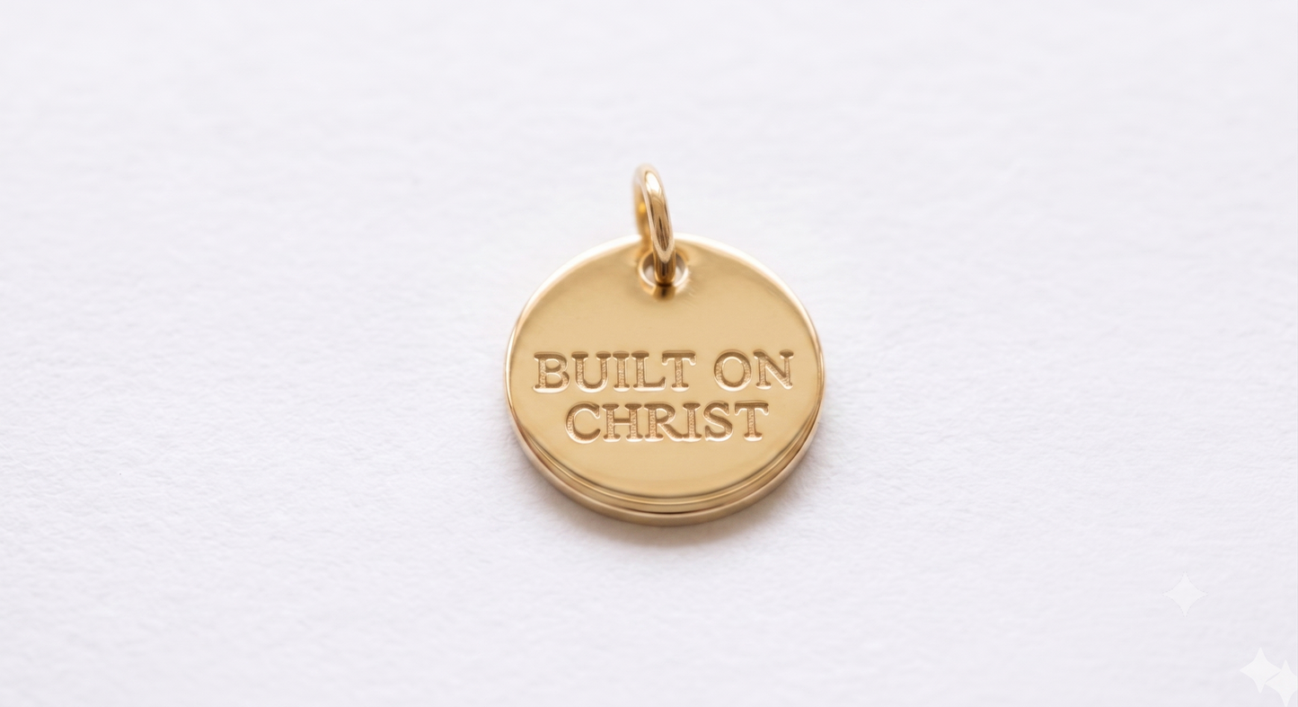 12mm "BUILT ON CHRIST" pendant