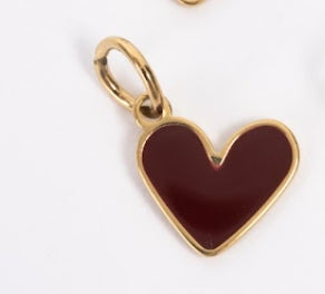 Enamel Heart Charm-claret-red