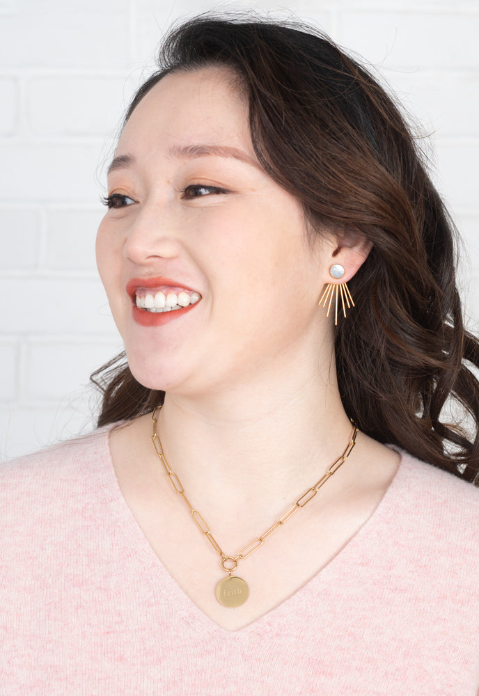 Caroline Mother of Pearl Stud & Fringe Earrings