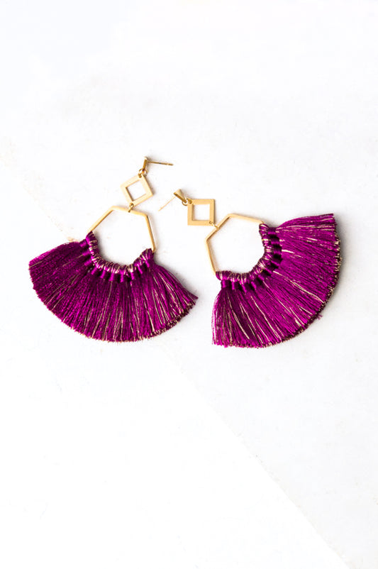 Ava Plum Tassel Earrings