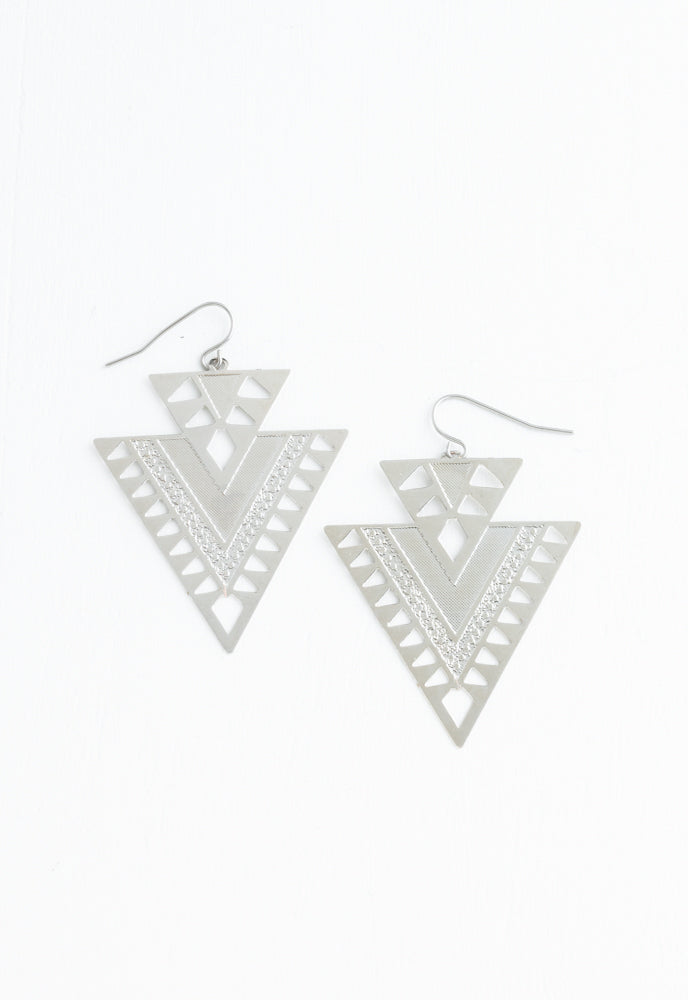CiCi Silver Geometric Dangle Earrings
