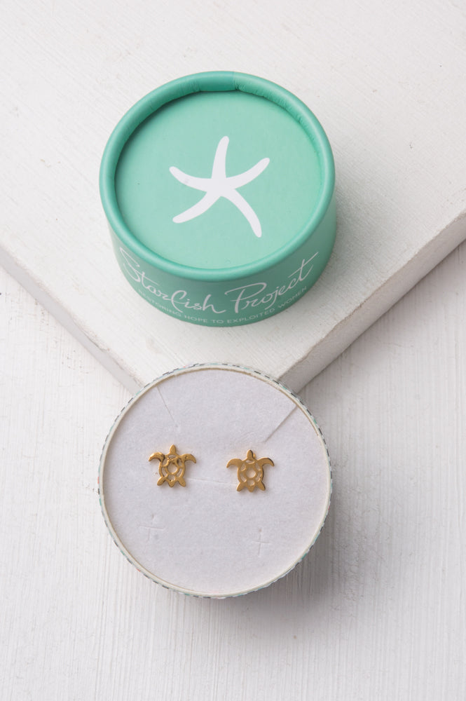 Turtle Gold Stud Earrings