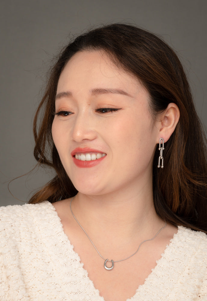 U Link Chain Earrings in Silver