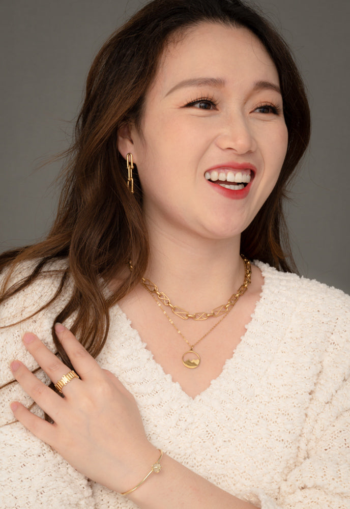U Link Chain Earrings in Gold